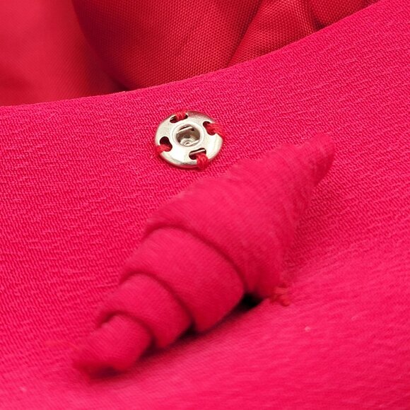 Vtg Silk Red Long-Sleeve Blazer With Knot Button Closures & Wide Collar - Picture 12 of 16